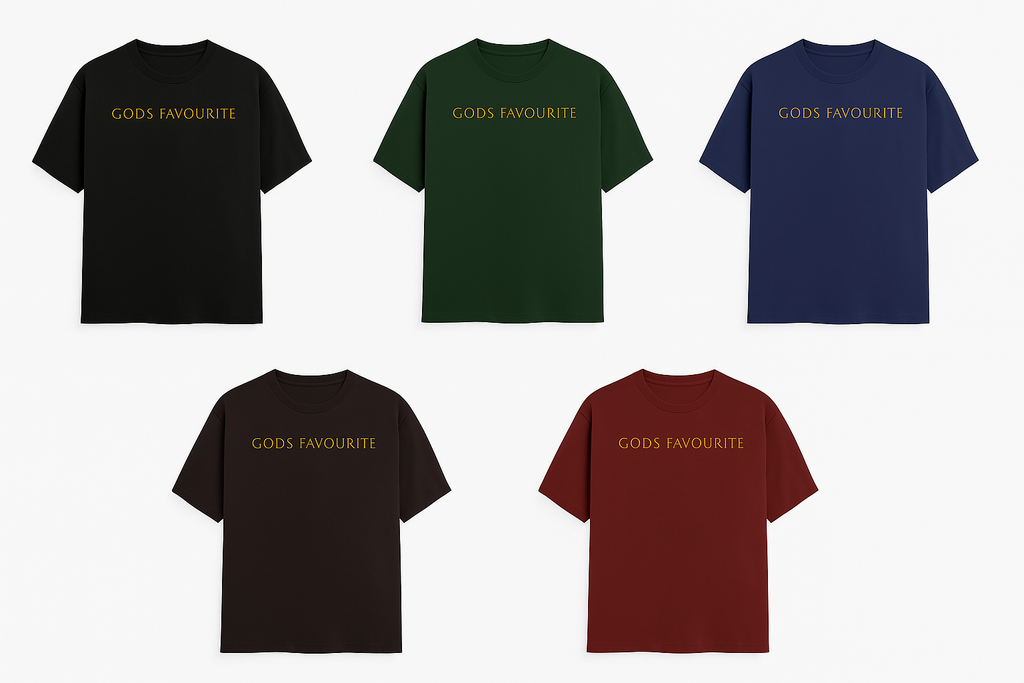 All five color variations of the crew neck t-shirt