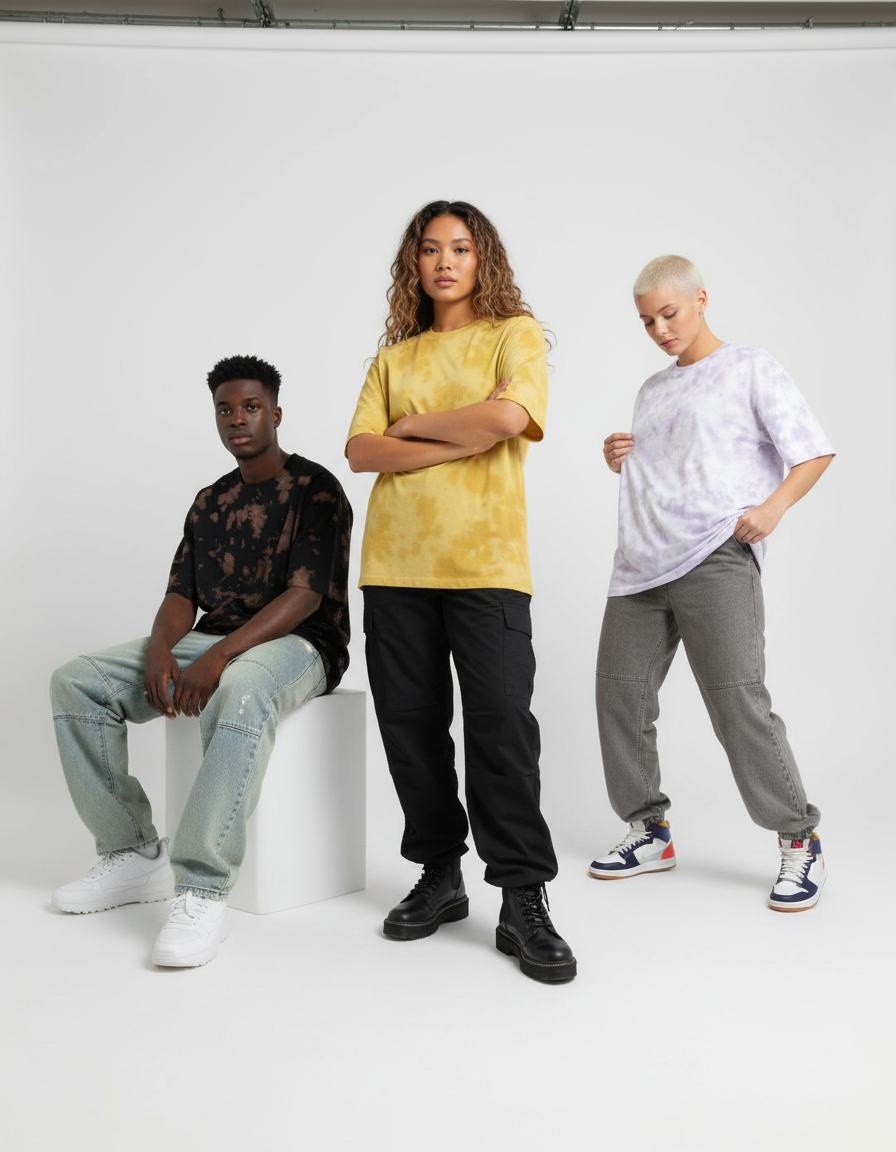 Models in Tie-Dye T-Shirts